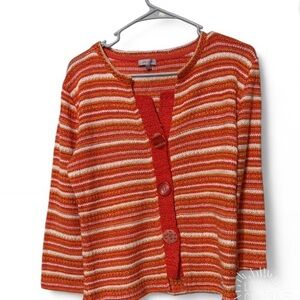 Per Una Red and Orange Striped Cardigan